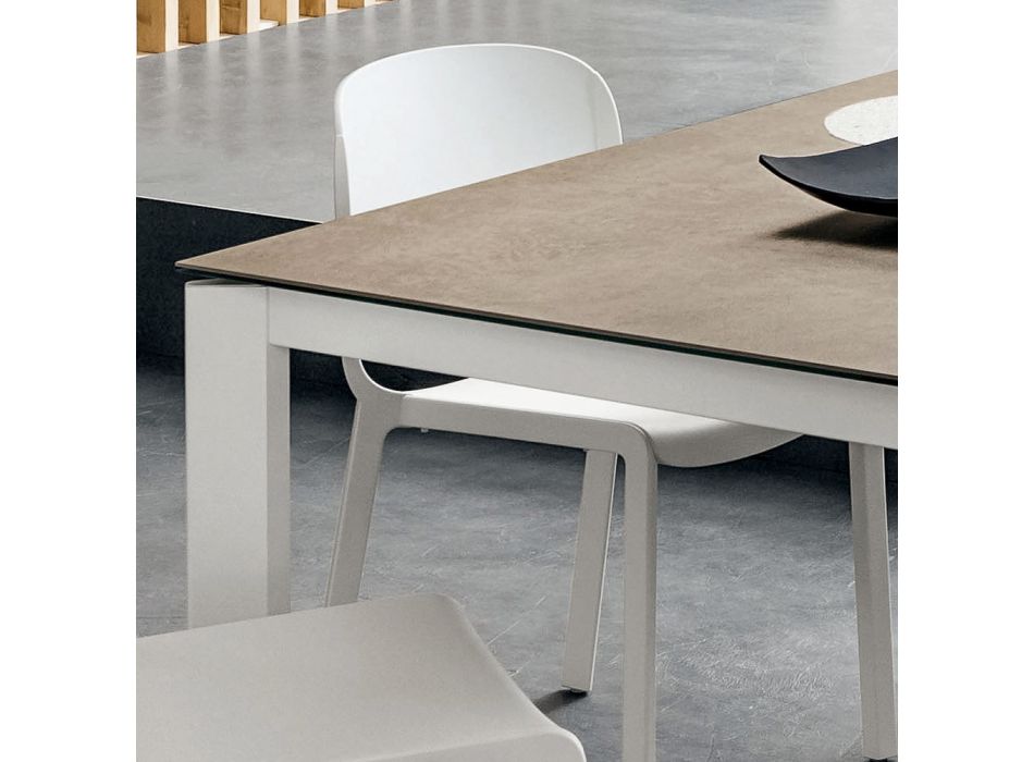 Eettafel in Laminam met aluminium structuur Made in Italy - Beieren Viadurini