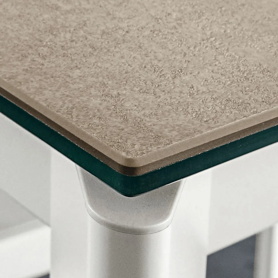Eettafel in Laminam met aluminium structuur Made in Italy - Beieren Viadurini