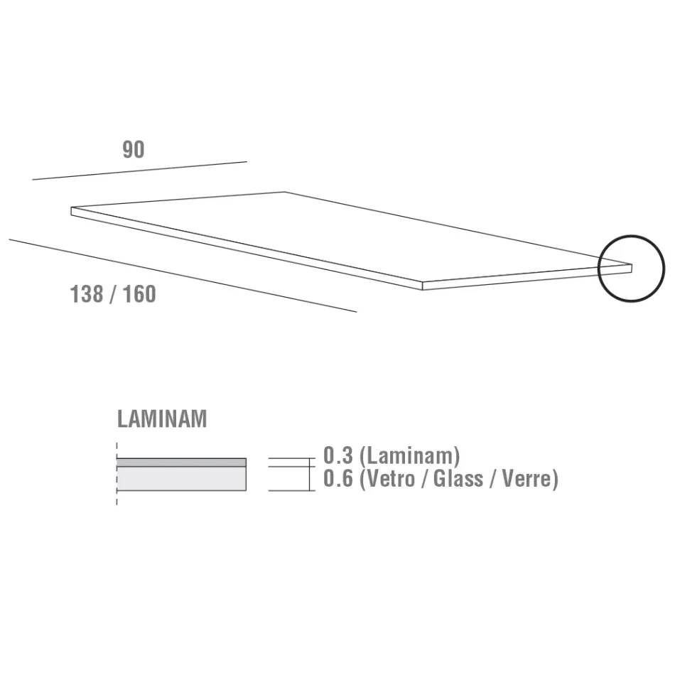 Eettafel in Laminam met aluminium structuur Made in Italy - Beieren Viadurini