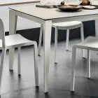 Eettafel in Laminam en gelakt metaal Made in Italy - Efisto Viadurini