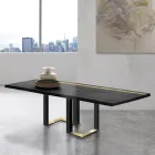 Eettafel in geknoopt eikenhout en metalen elementen Made in Italy - Giusy Viadurini