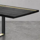 Eettafel in geknoopt eikenhout en metalen elementen Made in Italy - Giusy Viadurini