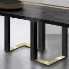 Eettafel in geknoopt eikenhout en metalen elementen Made in Italy - Giusy Viadurini