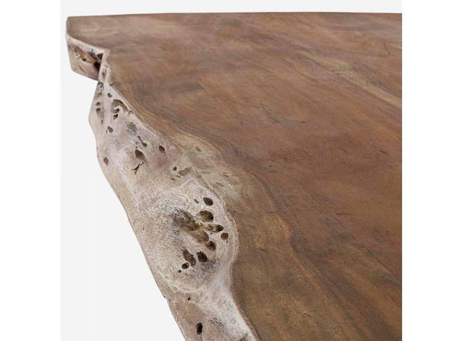Homemotion design eettafel van hout en roestvrij staal - Kaily Viadurini