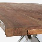 Homemotion design eettafel van hout en roestvrij staal - Kaily Viadurini