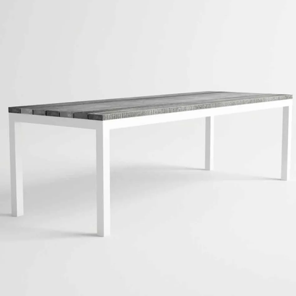 Modern Design Outdoor houten en aluminium eettafel - Ganges Viadurini