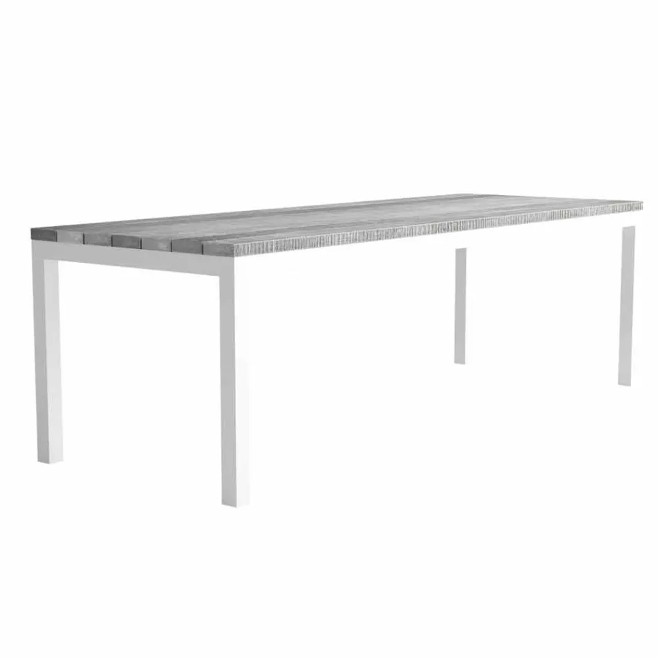 Modern Design Outdoor houten en aluminium eettafel - Ganges Viadurini