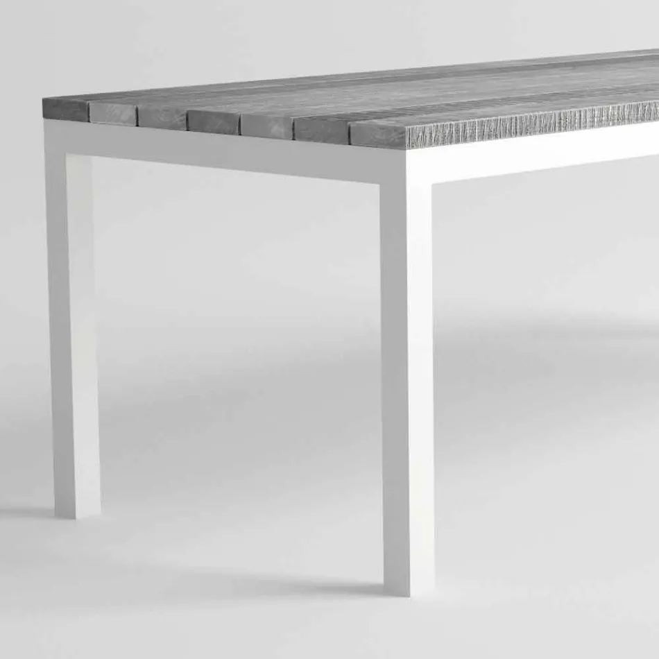 Modern Design Outdoor houten en aluminium eettafel - Ganges Viadurini