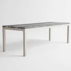 Modern Design Outdoor houten en aluminium eettafel - Ganges Viadurini