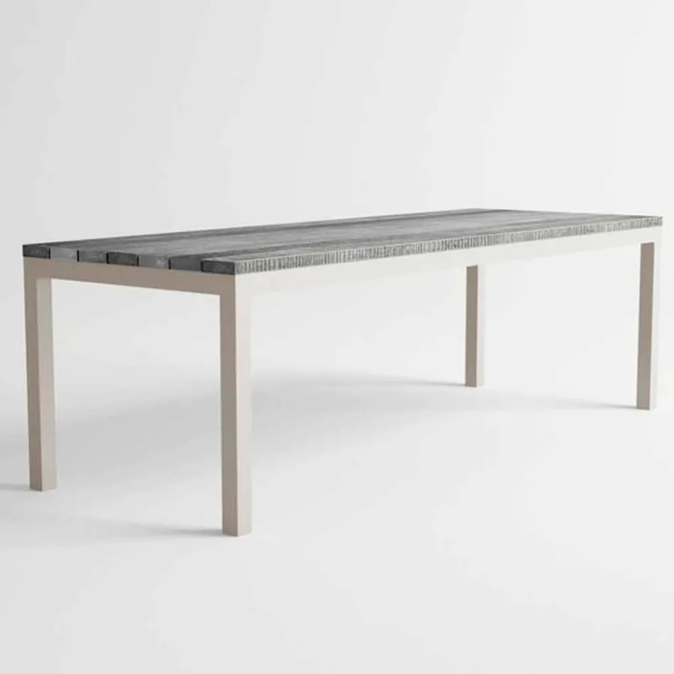 Modern Design Outdoor houten en aluminium eettafel - Ganges Viadurini