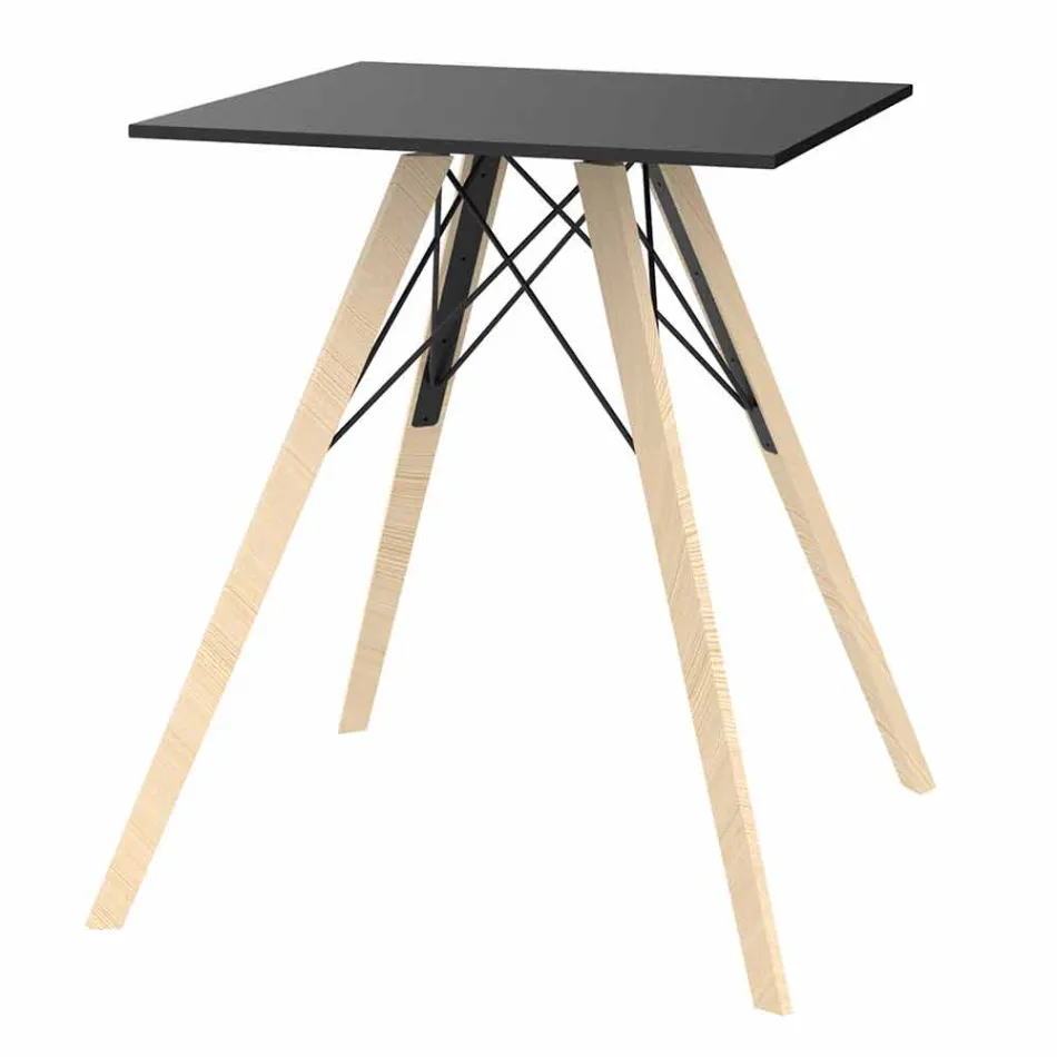 Vierkant design houten en HPL eettafel, 4 stuks - Faz Wood van Vondom Viadurini