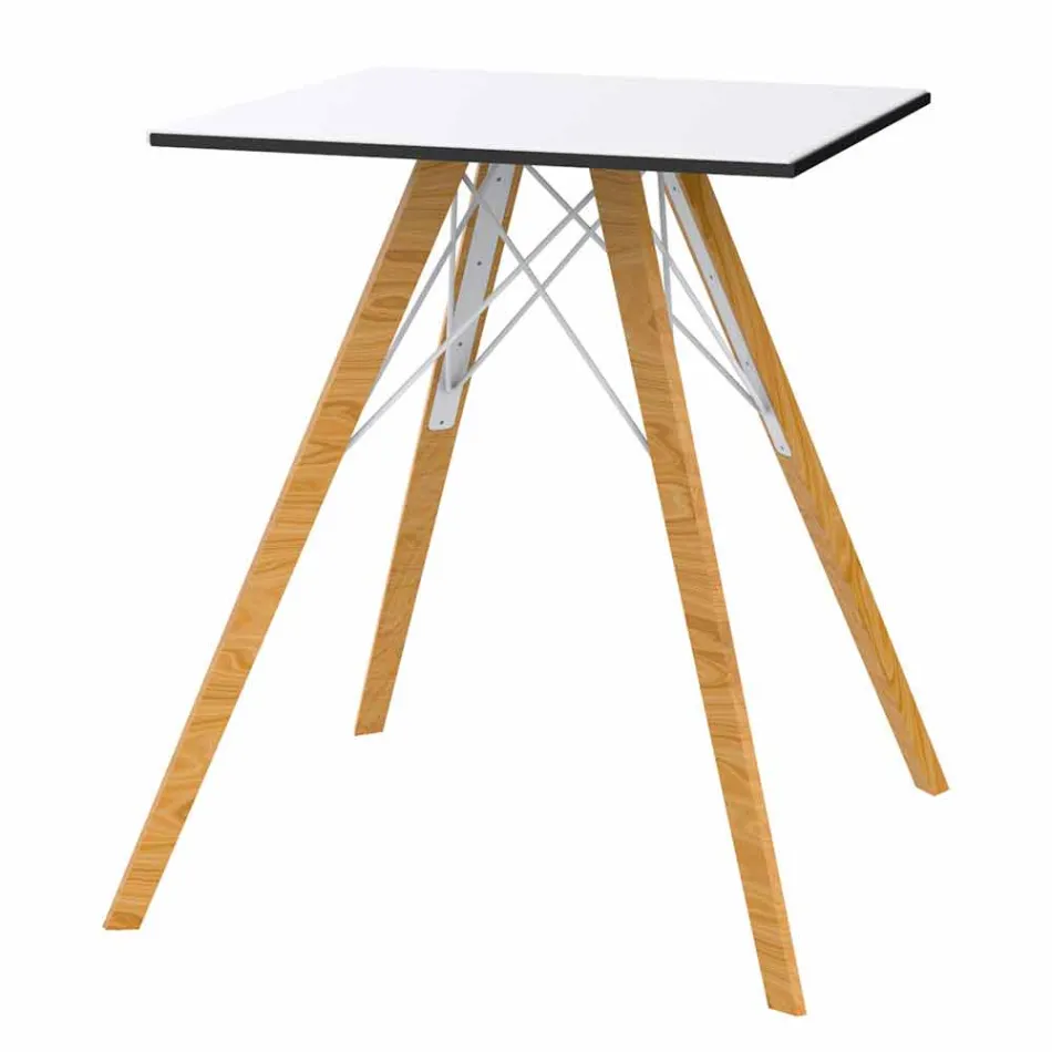Vierkant design houten en HPL eettafel, 4 stuks - Faz Wood van Vondom Viadurini