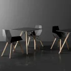 Vierkant design houten en HPL eettafel, 4 stuks - Faz Wood van Vondom Viadurini