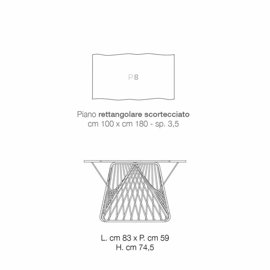 Eettafel in modern massief hout gemaakt in Italië, Mitia Viadurini