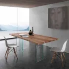 massief houten eettafel en vetro Marlon Viadurini
