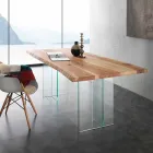 massief houten eettafel en vetro Marlon Viadurini