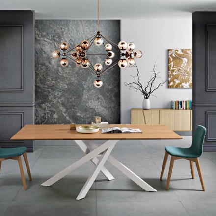 Eettafel in MDF hout en modern metaal gemaakt in Italië, Dionigi Viadurini