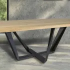 Eettafel in eikenhout en ijzergrijs metaal Made in Italy - Patty Viadurini
