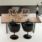 Eettafel van gerecycled tropisch hout en metalen poten - glijbaan Viadurini