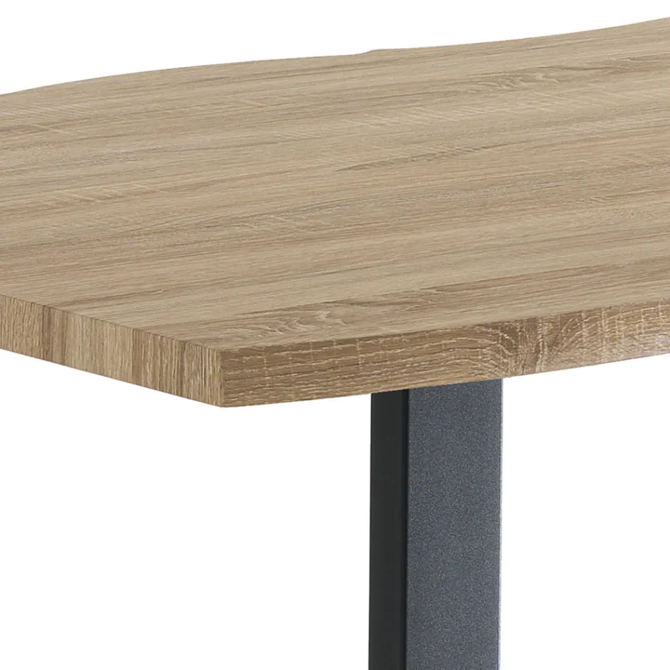 Eettafel in Mdf met poten in zwart gelakt staal - Cheetah Viadurini