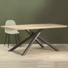 Eettafel in MDF houteffect en zwart metalen onderstel - Sunset Viadurini