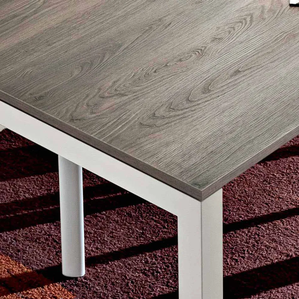 Eettafel in melamine en geverfd metaal Made in Italy - Remigio Viadurini