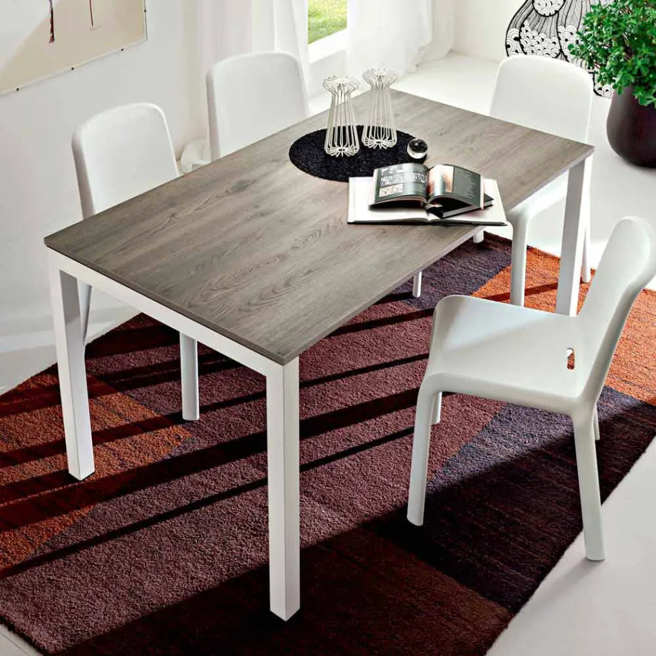 Eettafel in melamine en geverfd metaal Made in Italy - Remigio Viadurini