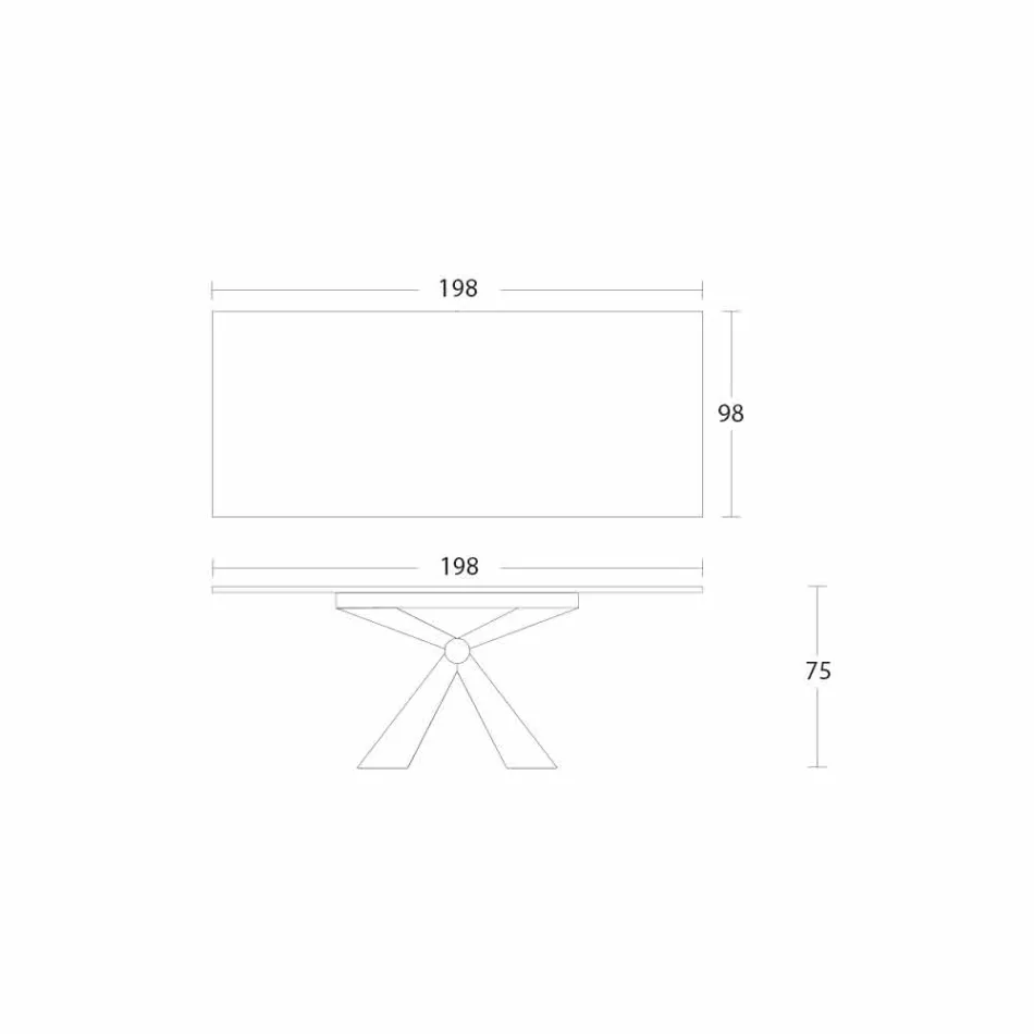 Metalen eettafel en keramisch blad Made in Italy Design - Anaconda Viadurini