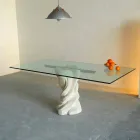 stenen eettafel en glas modern design Uranus Viadurini