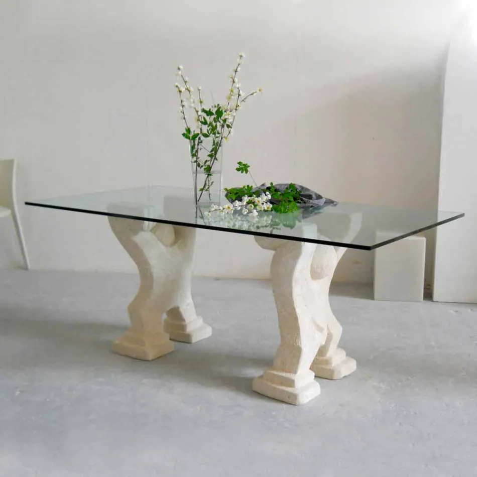 Stone eettafel en modern design kristal Medusa Viadurini