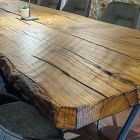 Eettafel in seculier eikenhout en metaal gemaakt in Italië - Dite, uniek stuk Viadurini