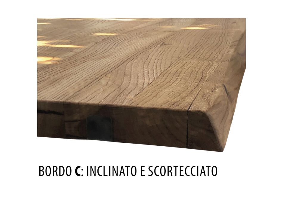 Eettafel in massief eikenhout en kristallen onderstel Made in Italy - Iker Viadurini