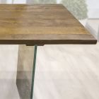Eettafel in massief eikenhout en kristallen onderstel Made in Italy - Iker Viadurini