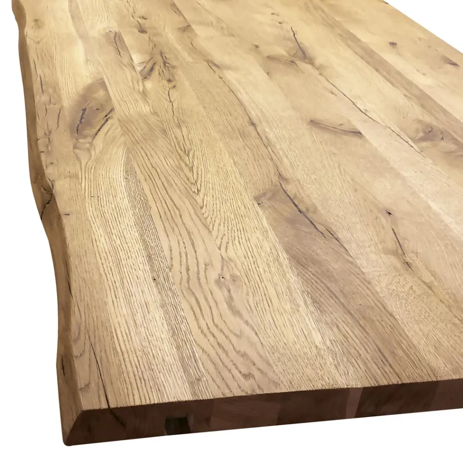 Eettafel in Masellato geplateerd eikenhout en metaal gemaakt in Italië - Riad Viadurini