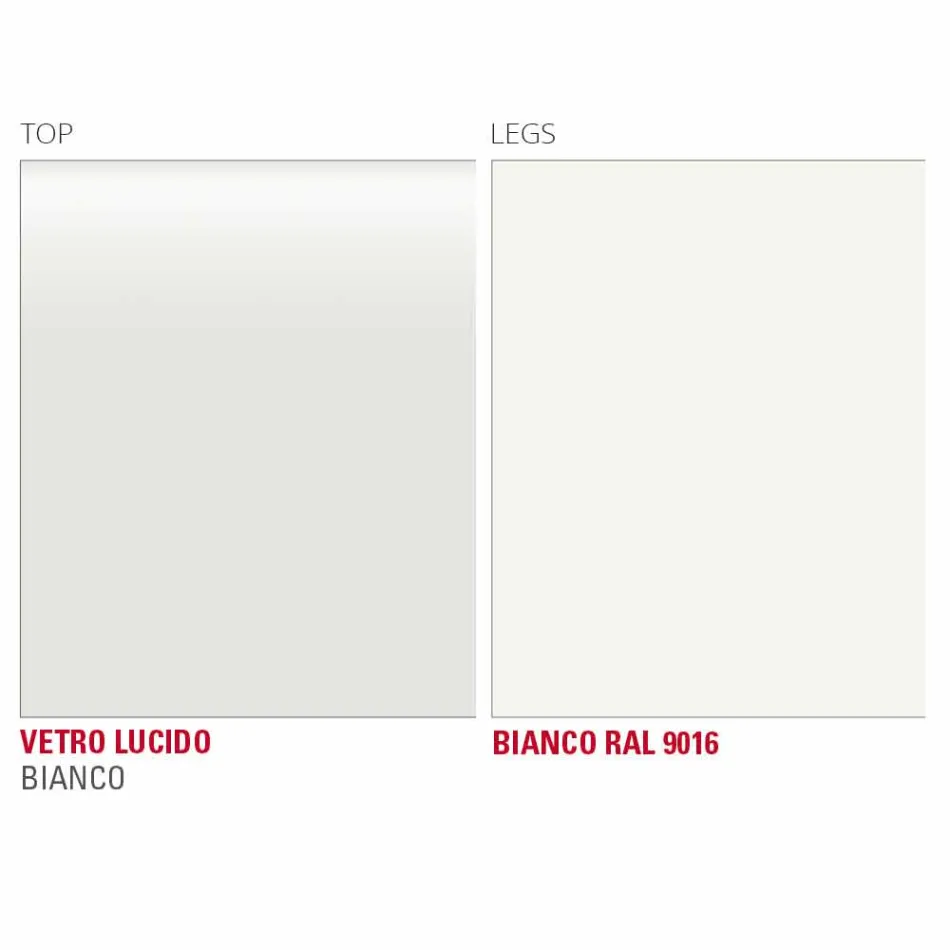 Eettafel in wit glas en geverfd metaal Made in Italy - Broche Viadurini