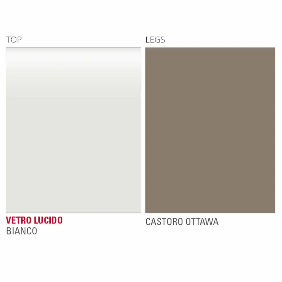 Eettafel in wit glas en geverfd metaal Made in Italy - Broche Viadurini