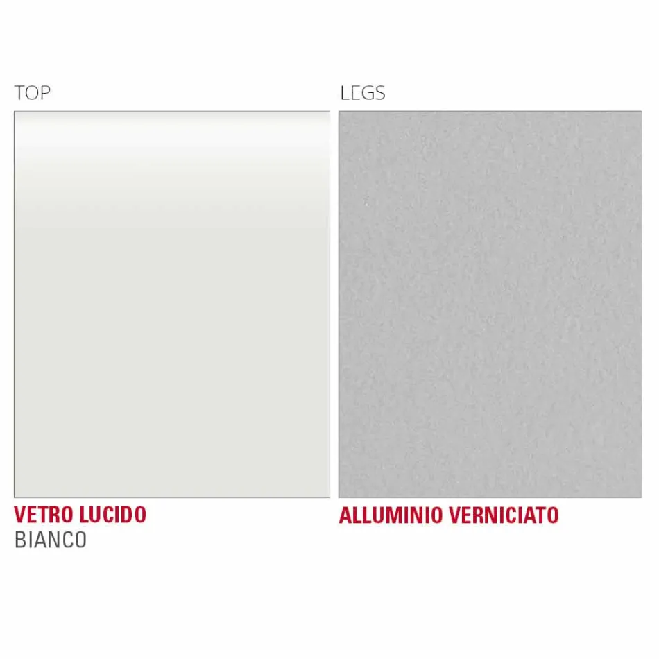 Eettafel in wit glas en geverfd metaal Made in Italy - Broche Viadurini