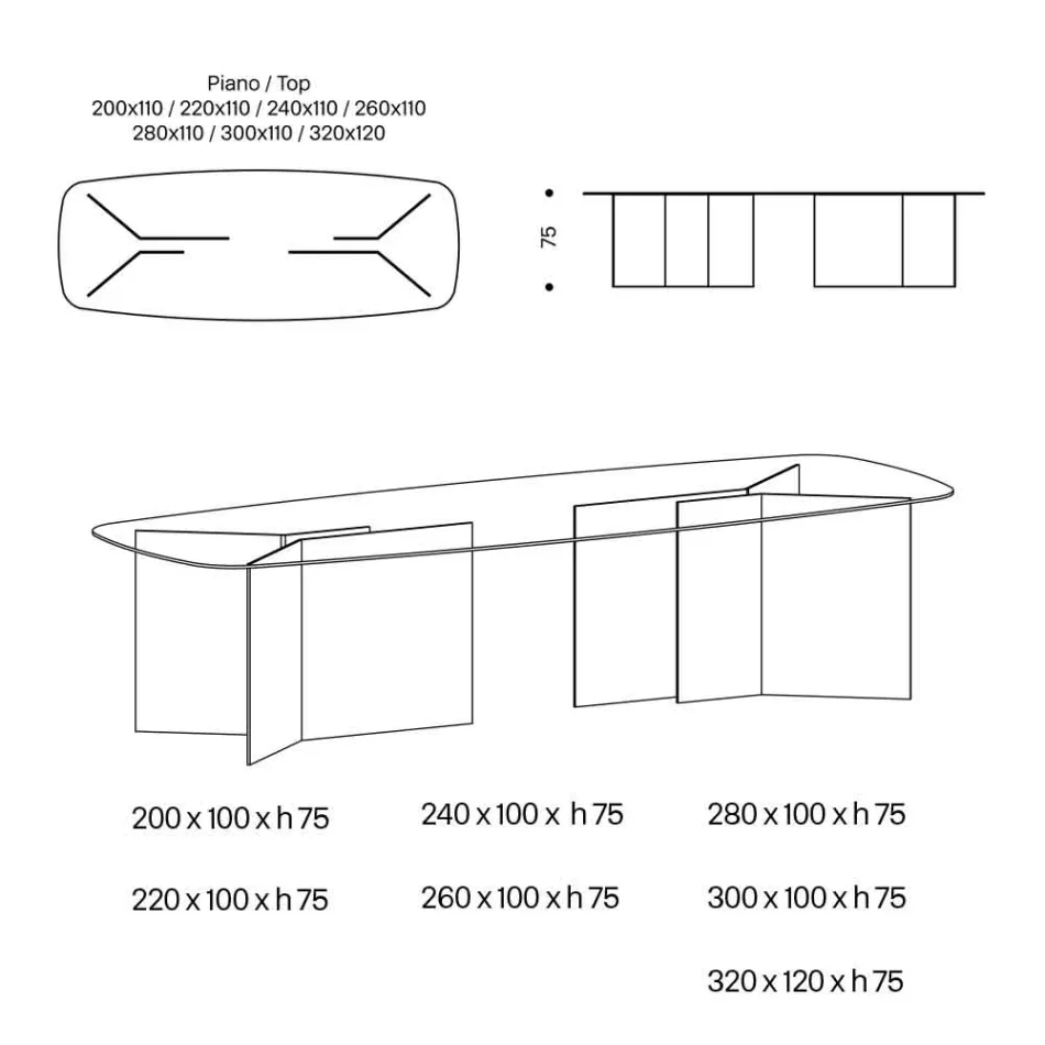 Glazen eettafel met rechthoekig blad Made in Italy - Charles Viadurini