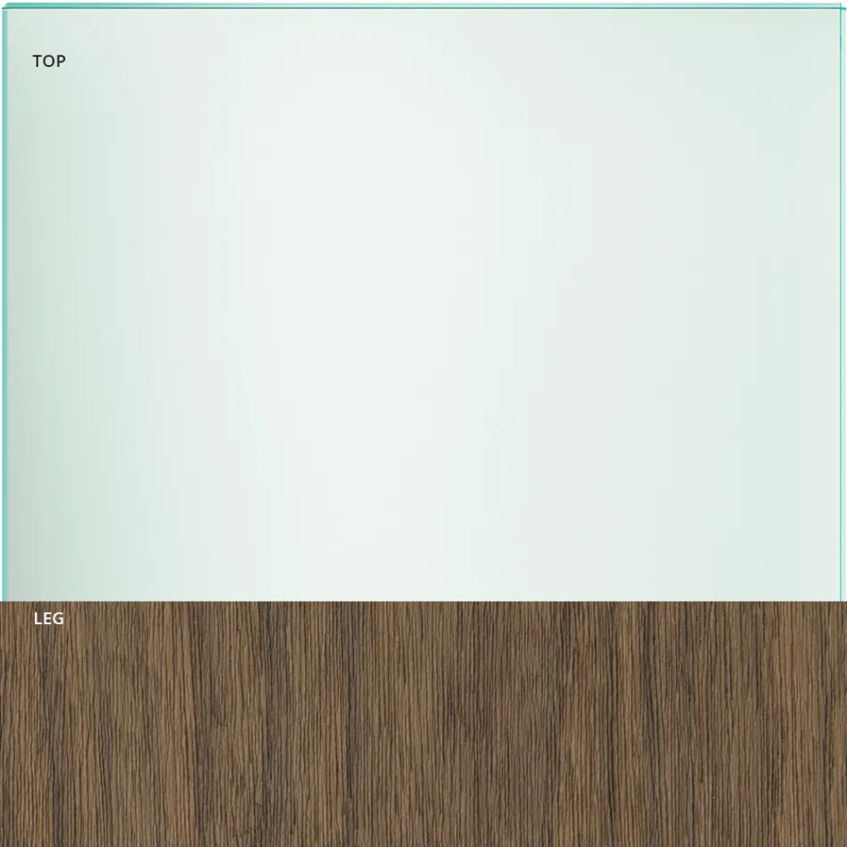 Eettafel in glas en poten in eiken of Canaletto walnoot - Aschio Viadurini