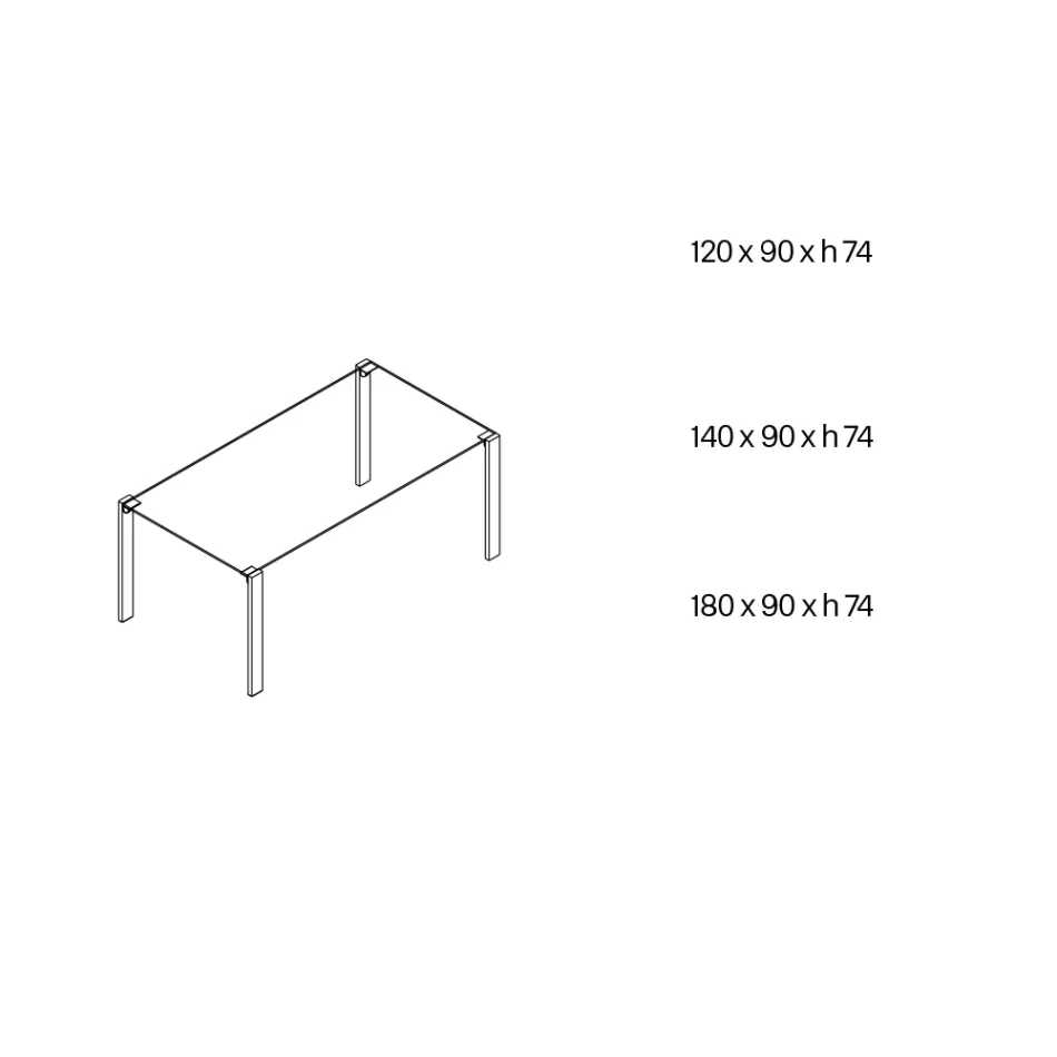 Eettafel in glas en poten in eiken of Canaletto walnoot - Aschio Viadurini