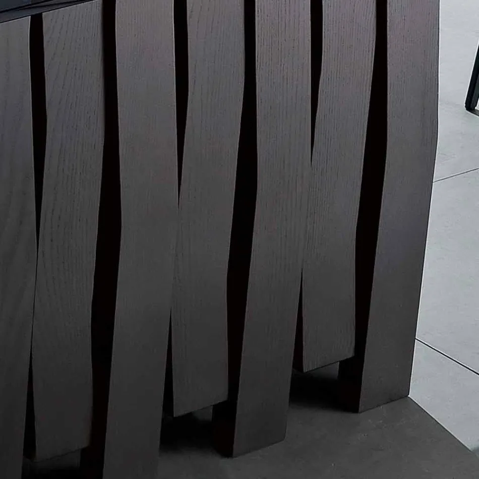 Eettafel in glas en massief hout gemaakt in Italië, Egisto Viadurini