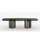 Moderne eettafel van glas en metaal, gemaakt in Italië - Duna Viadurini