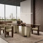Moderne eettafel van glas en metaal, gemaakt in Italië - Duna Viadurini