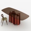 Moderne eettafel van glas en metaal, gemaakt in Italië - Duna