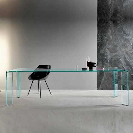 Eettafel in extra helder glas luxe design 4 afmetingen - Kuduro Viadurini