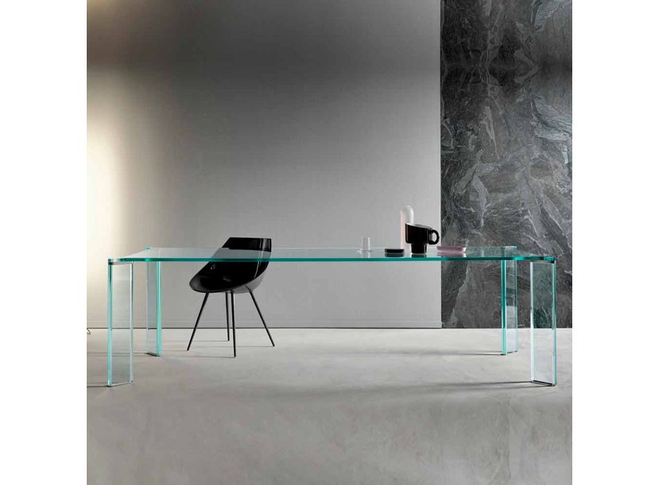 Eettafel in extra helder glas luxe design 4 afmetingen - Kuduro Viadurini