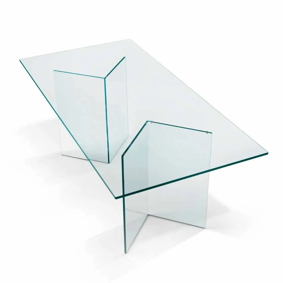 Design eettafel in extra helder glas 8 afmetingen - Pollinare Viadurini
