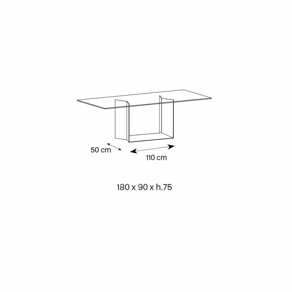 Eettafel in gerookt of Extralight glas en metaal gemaakt in Italië - donkerbruin Viadurini