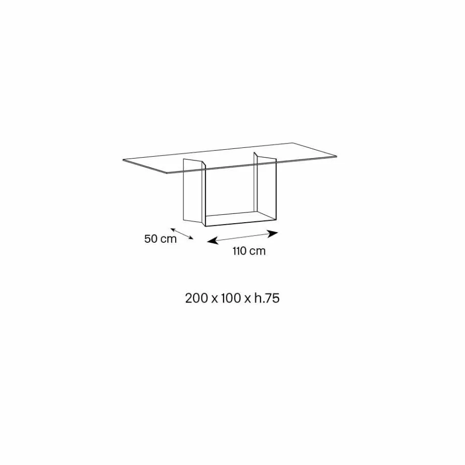 Eettafel in gerookt of Extralight glas en metaal gemaakt in Italië - donkerbruin Viadurini