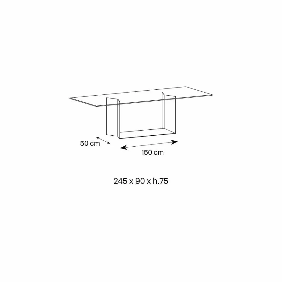 Eettafel in gerookt of Extralight glas en metaal gemaakt in Italië - donkerbruin Viadurini